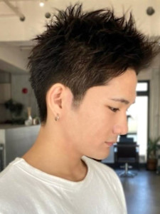 メンズカット 束感ショート スパイキーショート 黒髪 20代 - Men's salon SEPT. 博多掲載