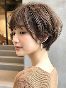 ショート ボブ 小顔 くびれヘア ココアベージュ 40代 - abilita 警固掲載