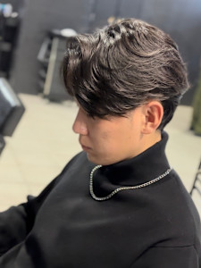 センターパート×ニュアンスパーマ×フェザーパーマ×men's