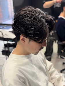 センターパート×ニュアンスパーマ×フェザーパーマ×men's