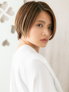 オレンジベージュハイライトかきあげ丸みショート20代30代 - COVER HAIR bliss【カバーヘア ブリス】志木/志木南口駅前店掲載