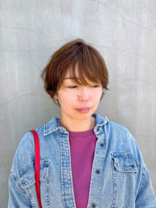 クセ毛ショート×オリーブベージュ