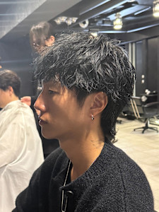 マッシュウルフ&ツイストスパイラルパーマ&黒髪&men's