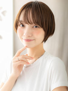 ココアブラウン小顔補正カット丸みショートマッシュ20代30代 - mod's hair【モッズヘア】越谷/越谷西口店掲載