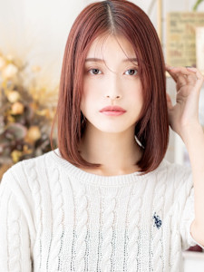 センターパート艶カラー切りっぱなしボブディ　ココアブラウン - COVER HAIR bliss【カバーヘア ブリス】志木/志木南口駅前店掲載