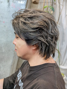 メンズウルフ×ブリーチグレージュ