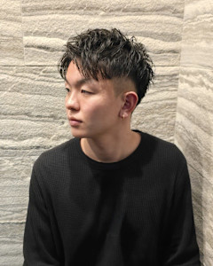 アップバングショート/サーフカール/刈り上げセンターパート