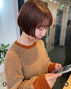 ボブ　ショート　マッシュ　オレンジ