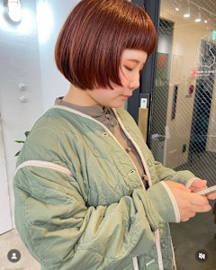 ボブ　ショート　オレンジ　マッシュ