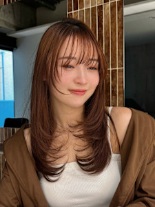 ココアベージュ/小顔に見せるヘア/黒髪カタログ/オリーブグレ - Farbe掲載