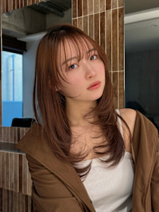 ココアベージュ/小顔に見せるヘア/黒髪カタログ/オリーブグレ - Farbe掲載