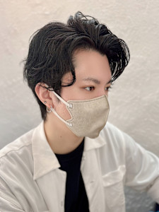 大人アップバング　メンズパーマ