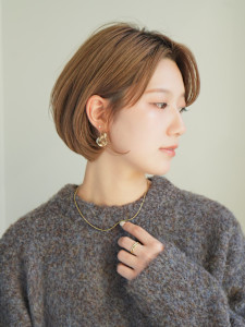 ショート・ボブ/丸顔/前髪あり/絶壁解消/40代/50代/