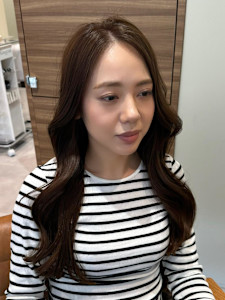 暗髪モカブラウン、韓国風波巻き