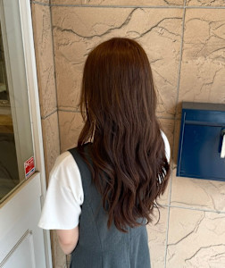 ロング　モカベージュ　韓国巻　レイヤー