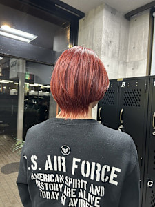 ☆メンズマッシュウルフカット　ダブルカラーレッド