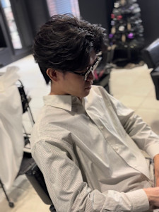 センターパート×ニュアンスパーマ×フェザーパーマ×men's