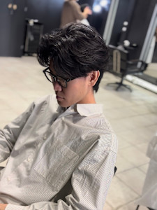 センターパート×ニュアンスパーマ×フェザーパーマ×men's