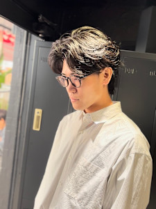 センターパート×ニュアンスパーマ×フェザーパーマ×men's