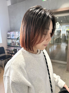 ボブ/切りっぱなし/アンブレラカラー