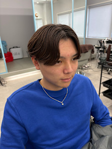 センターパートパーマ