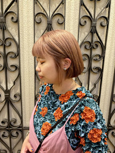 オレンジベージュ/ベージュカラー/ハイトーンカラー/ボブ - AO。掲載