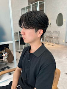 毛流れセンターパート(メンズカット/ダウンパーマ/ナチュラル