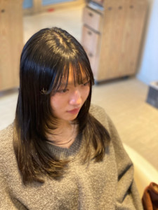 ロングレイヤー/顔まわりレイヤー/韓国風