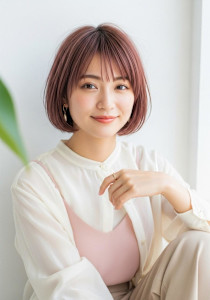 チェリーレッド/バーガンディ/内巻きモテボブ/ナチュラルボブ