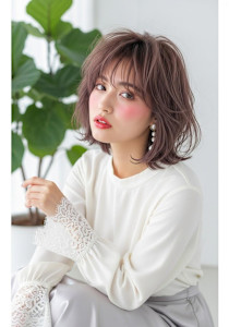 グレーブラウン/バタフライカット/シャギー/小顔巻き