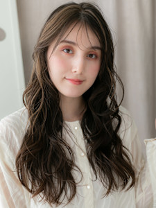 大人可愛いフェイスフレーミングエアウェーブパーマ20代30代