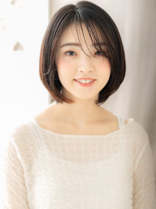 リタッチカラーグレーブラウン大人美人黒髪丸みボブ30代40代