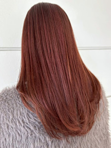 アプリコットカラー ケアブリーチ ツヤ髪カラー ロングヘア - 髪質改善 SEPT. 天神大名掲載