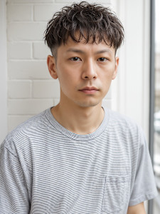 波巻きツイストスパイラル刈り上げマッシュp1　バズカット