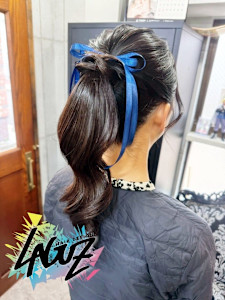 【ヘアセット】 ネイビーループ・ポニーテール