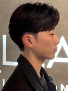 ダウンパーマ 毛流れパーマ ツーブロックマッシュ 黒髪 - 全室完全個室Men's hair salon STELLA掲載