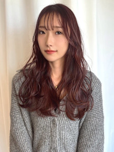 【MICHI 富田店　古作蓮】ピンクブラウン 顔周りカット 