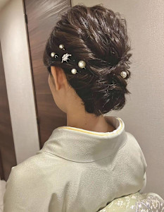 付下げ訪問着等　大人和服に合うアップスタイル