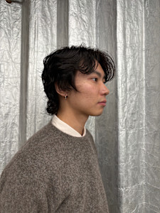 ステップボーンカットメンズヘア/センターパート/メンズウルフ