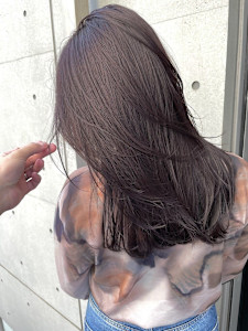 韓国顔まわりレイヤーカットグレージュオリーブベージュブラウン