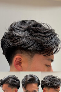 日本橋　室町　メンズ　フェザーパーマ　テーパーフェード