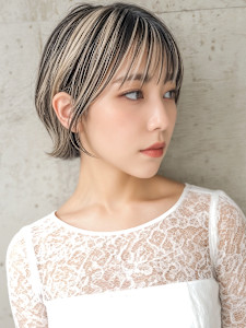 ハイトーンカラー耳かけミニボブショートp1　ミニボブレイヤー - COVER HAIR bliss 【カバー ヘア ブリス】川口/ららテラス川口東口駅前店掲載