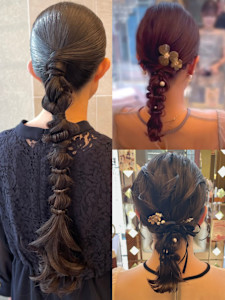 ヘアアレンジ、ヘアセット、編みおろし、カチモリ