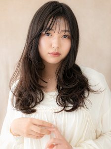 黒髪エアウェーブパーマ大人巻き小顔ゆるふわロング30代40代