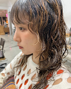ロングウルフパーマパーマ顔まわりレイヤーパーマ久屋大通/栄