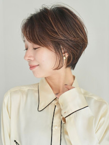 ショート・ボブ/丸顔/前髪あり/絶壁解消/40代/50代/