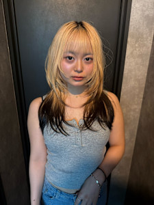 エンドカラー　デザインカラー　ケアブリーチカラー　ウルフ