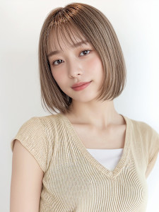 ツヤ髪パールベージュ小顔切りっぱなしボブp1　脱白髪染め - COVER HAIR & SPA bliss【カバーヘア アンド スパ ブリス】浦和/浦和西口店掲載