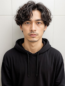 アップバング波打ちパーマフェザーショートp1　ラルフサーフ