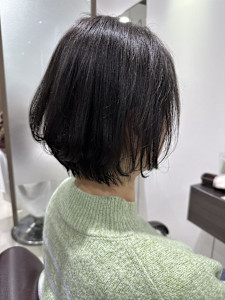 縮毛＋ショートボブ
